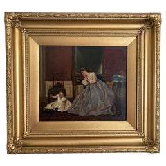 Used Pair of 19th Century School, Oil on Canvas, Conversation Pieces 