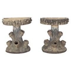 Pair of 19th Century Scottish Salt Glazed Faux Bois Strawberry Planters