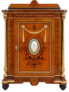 Pair of 19th Century Sevres Porcelain Mounted Side Cabinets