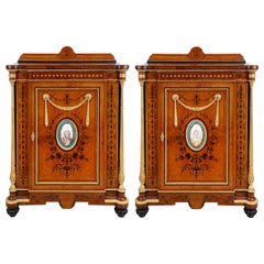 Pair of 19th Century Sevres Porcelain Mounted Side Cabinets