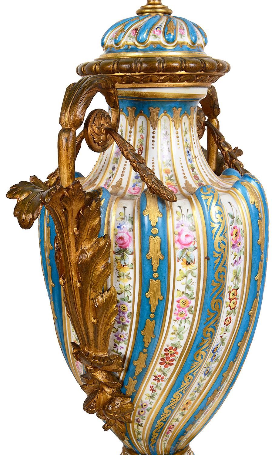 Louis XVI Pair of 19th Century Sèvres Style Lidded Vases For Sale