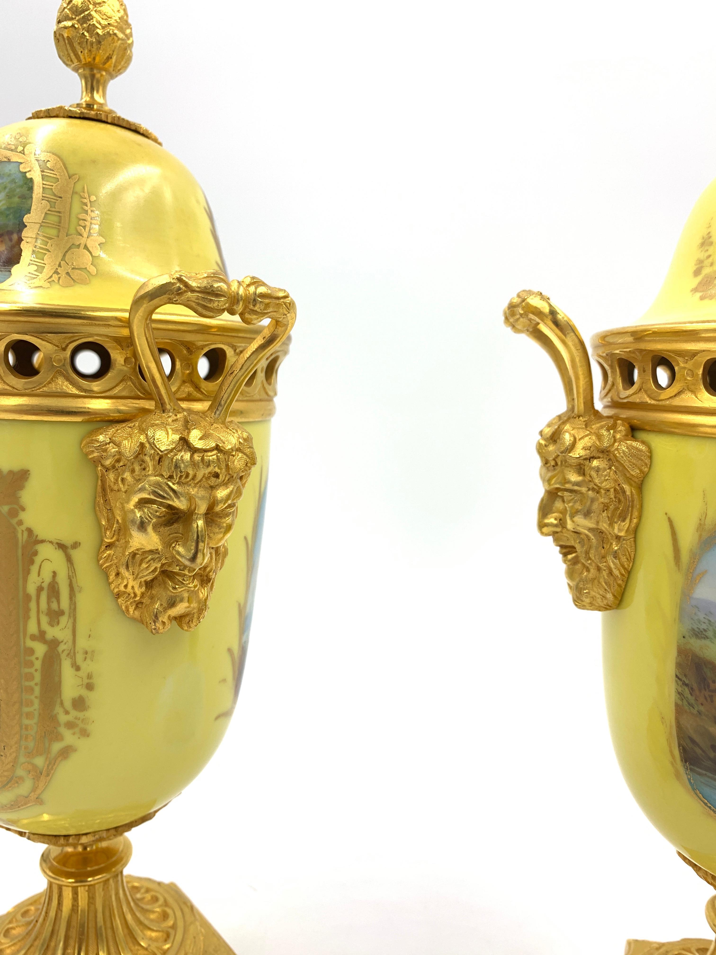 Pair of 19th Century Sevres Style Porcelain and Ormolu Lidded Vases 2