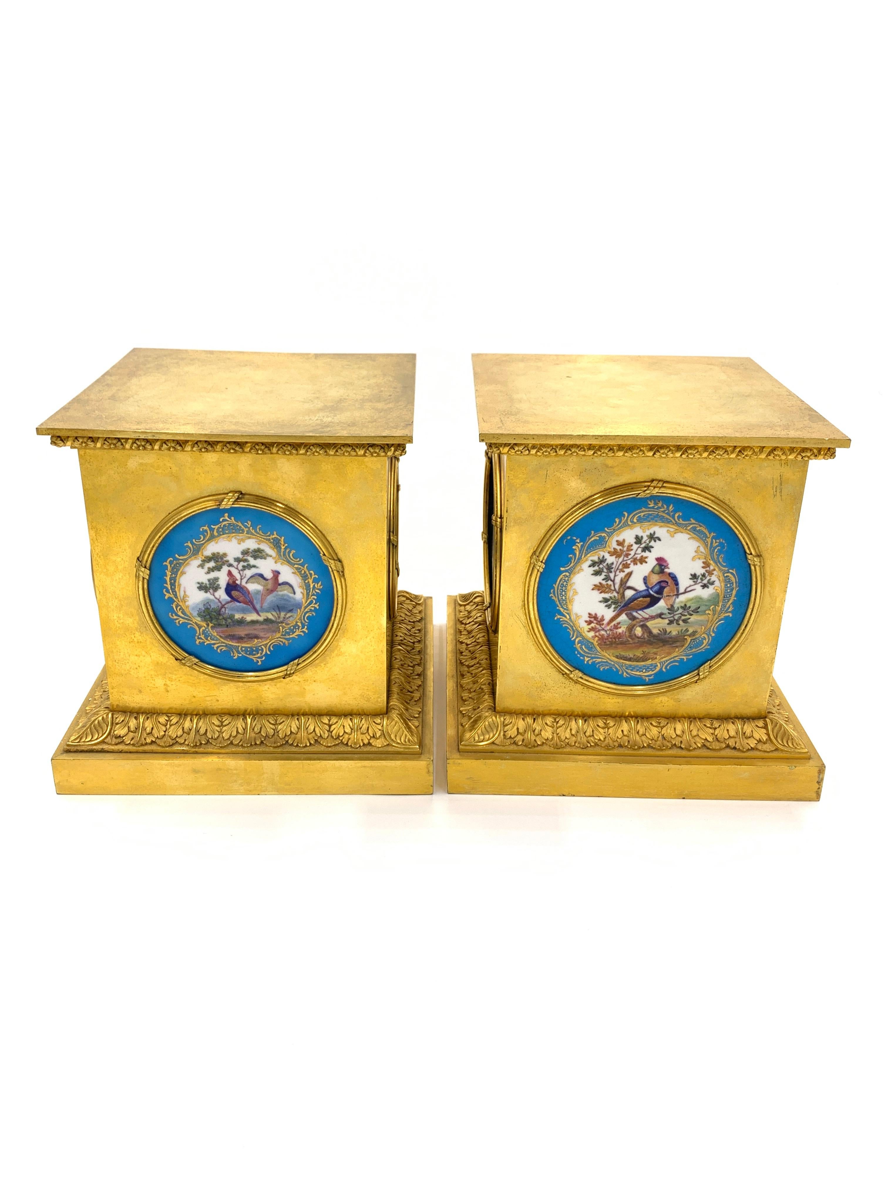 A fine 19th century sky blue sevres style stands with four different scenes and engraving all around the top and the base.
  