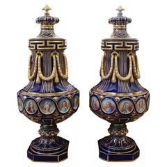 Pair of 19th Century Sevres Style Vases After The Sevres Vase Grec A Ornements