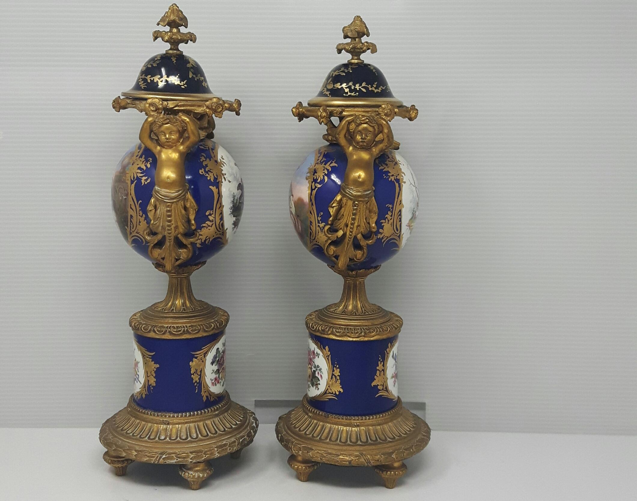 Cast Pair of 19th Century Sèvres-Style Vases