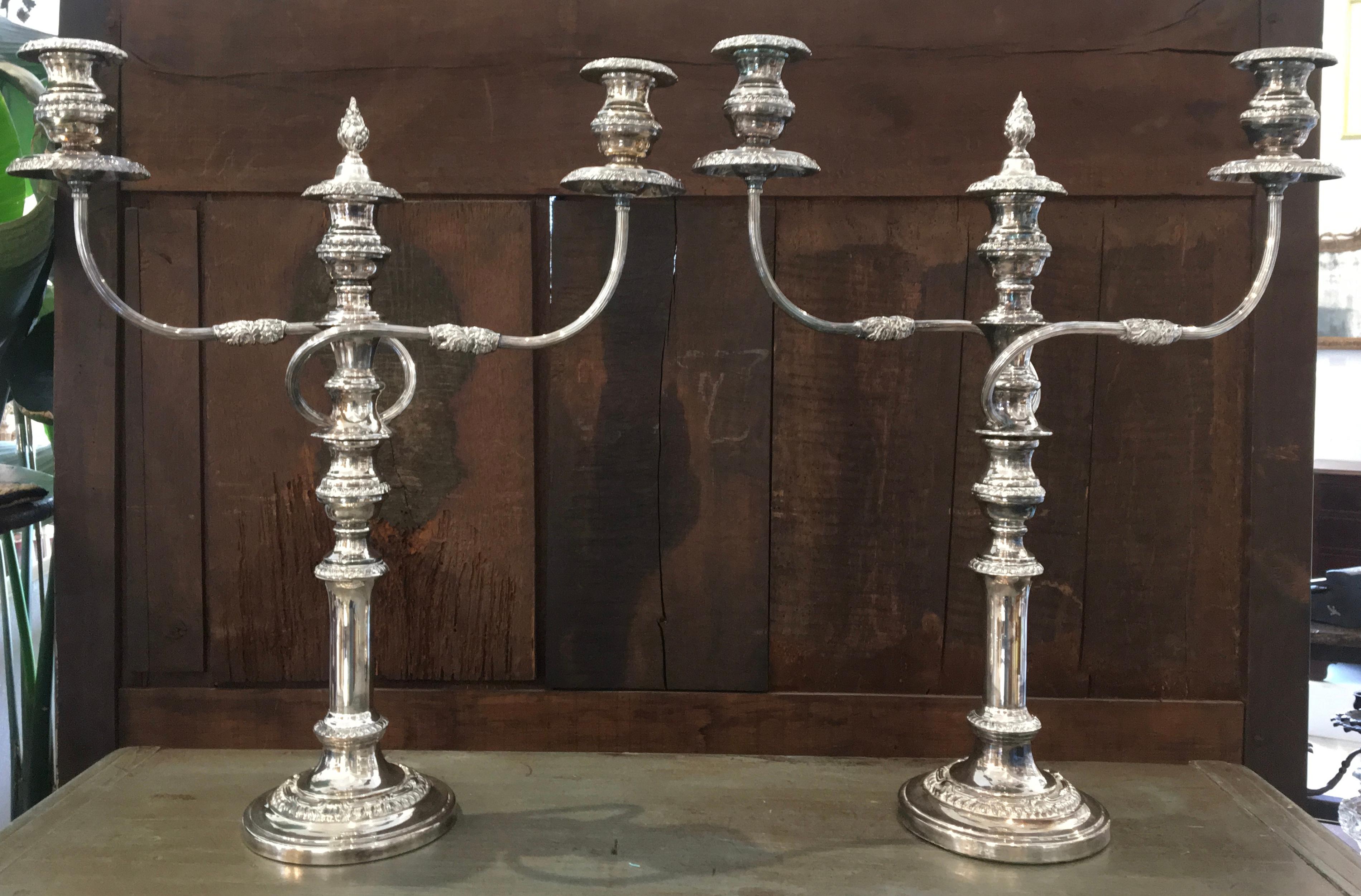 Pair of 19th Century Sheffield Plate Candleabra 1
