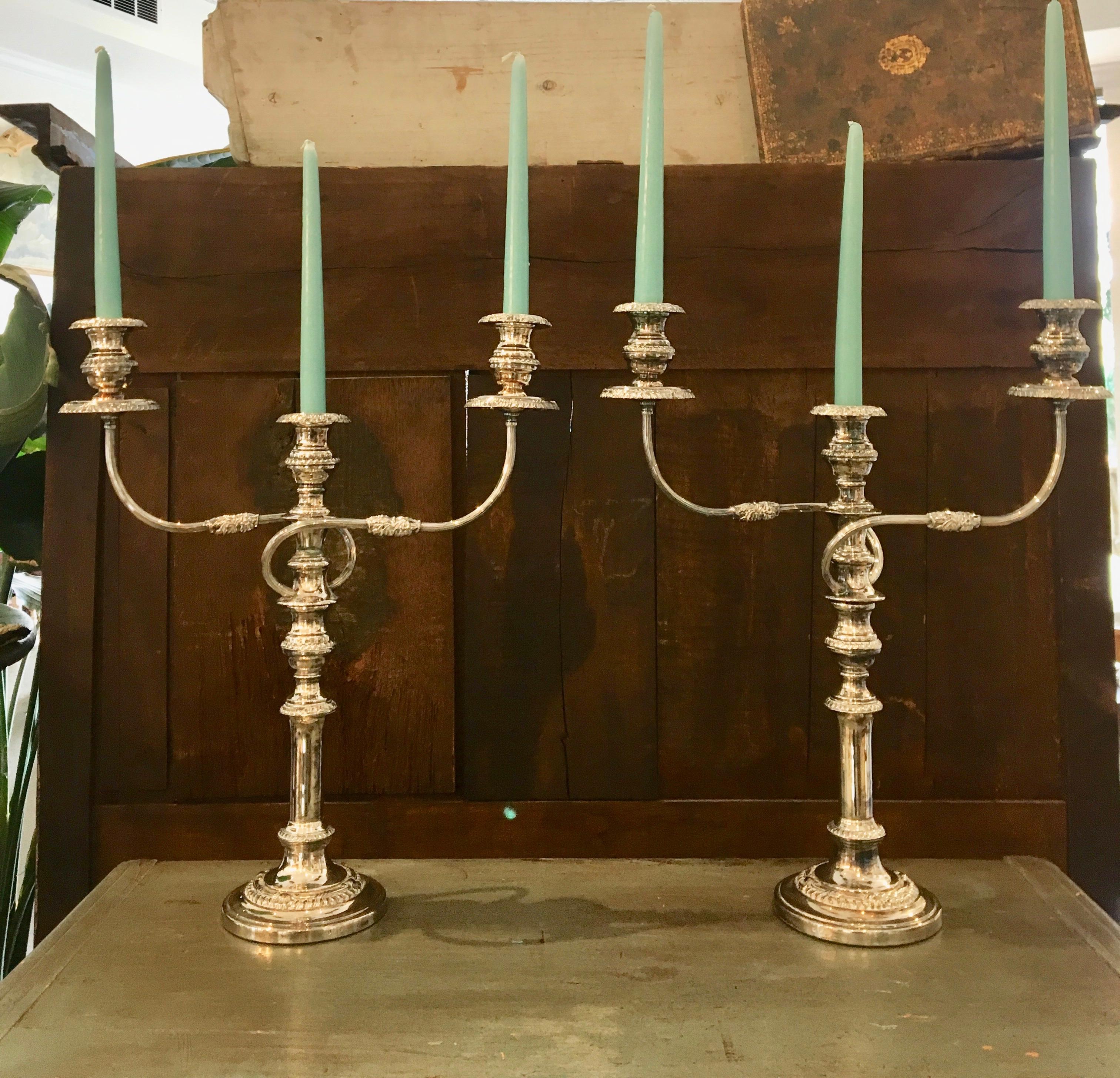 Pair of 19th Century Sheffield Plate Candleabra 2