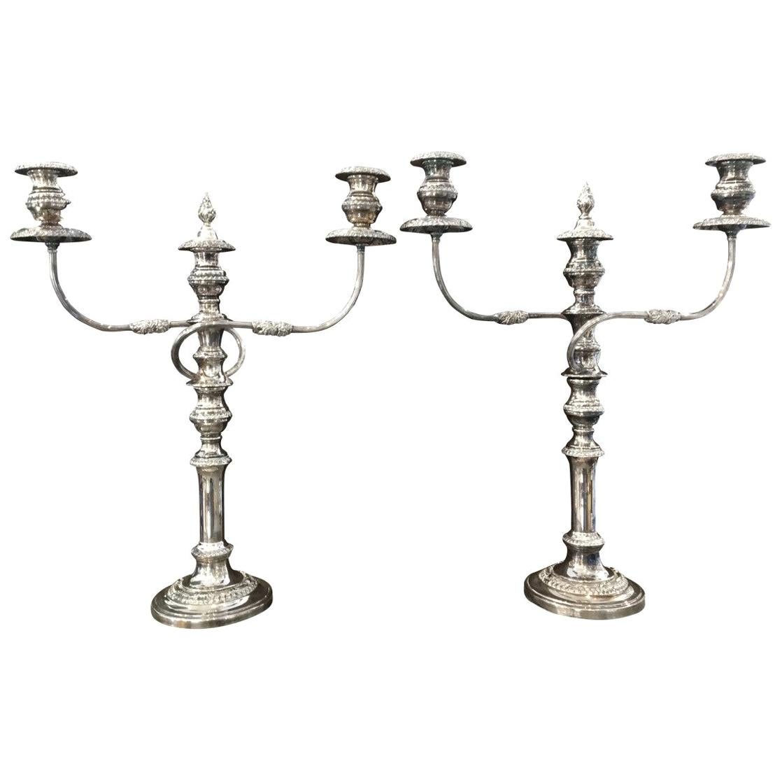 Pair of 19th Century Sheffield Plate Candleabra