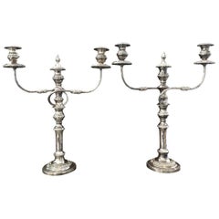 Antique Pair of 19th Century Sheffield Plate Candleabra