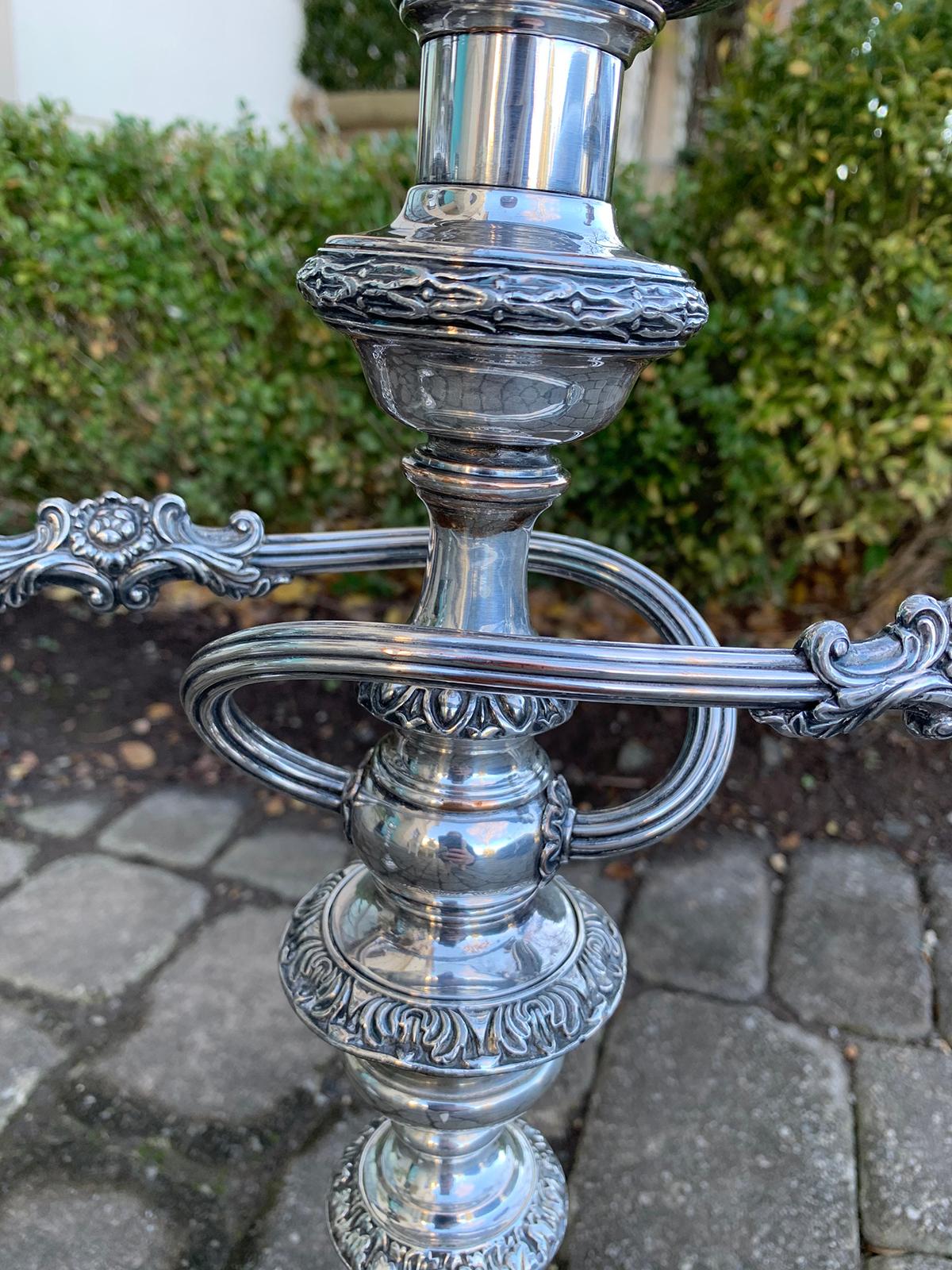Pair of 19th Century Sheffield Silvered Two-Arm Candelabras For Sale 5