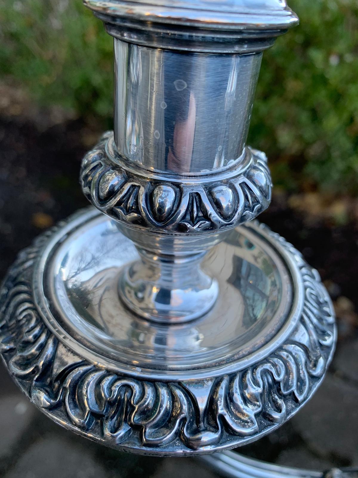 Pair of 19th Century Sheffield Silvered Two-Arm Candelabras For Sale 7