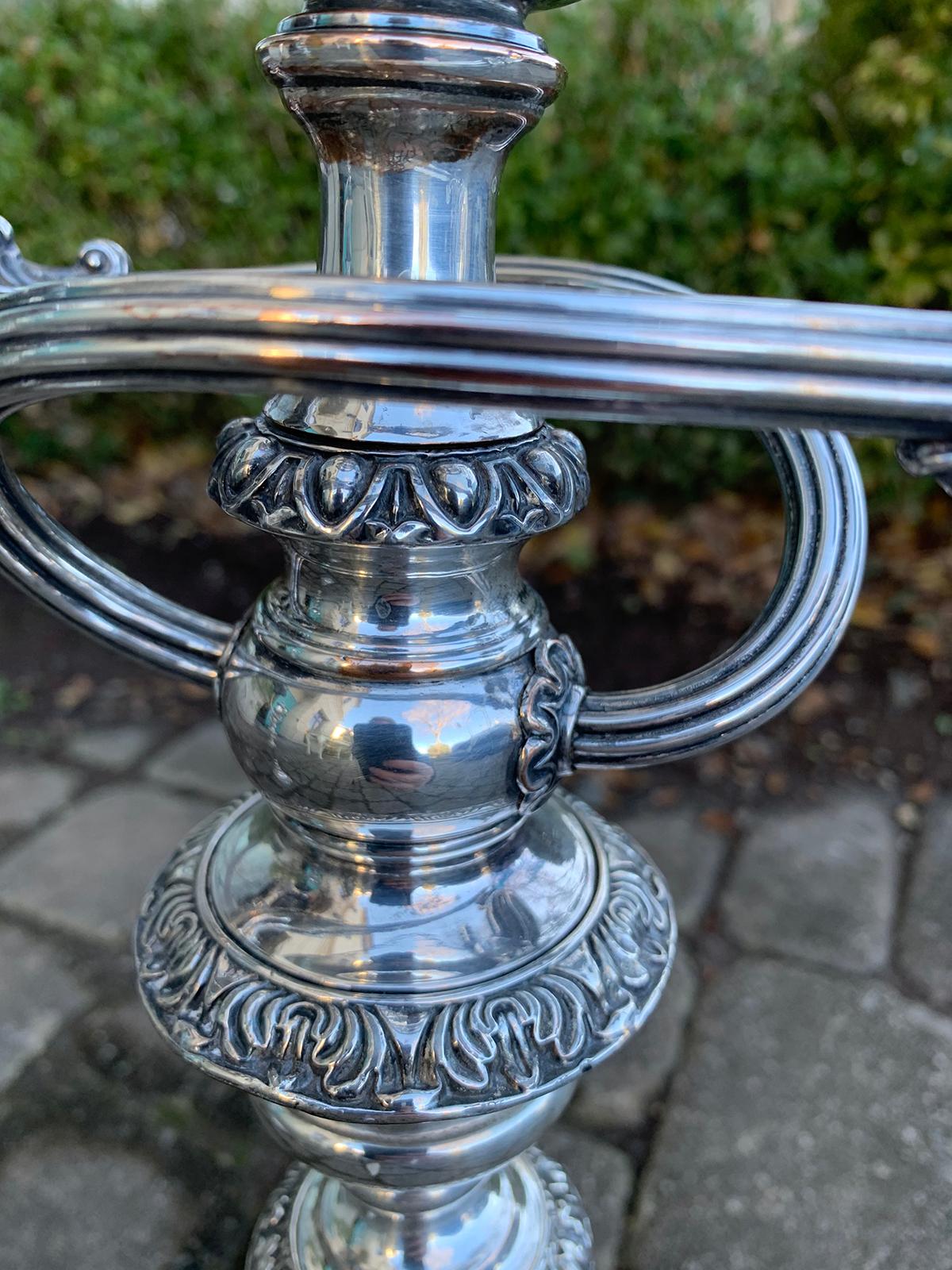 Pair of 19th Century Sheffield Silvered Two-Arm Candelabras For Sale 9