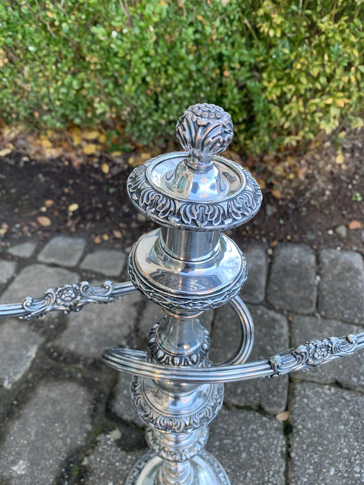 Pair of 19th Century Sheffield Silvered Two-Arm Candelabras For Sale 3