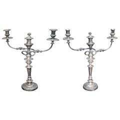 Pair of 19th Century Sheffield Silvered Two-Arm Candelabras