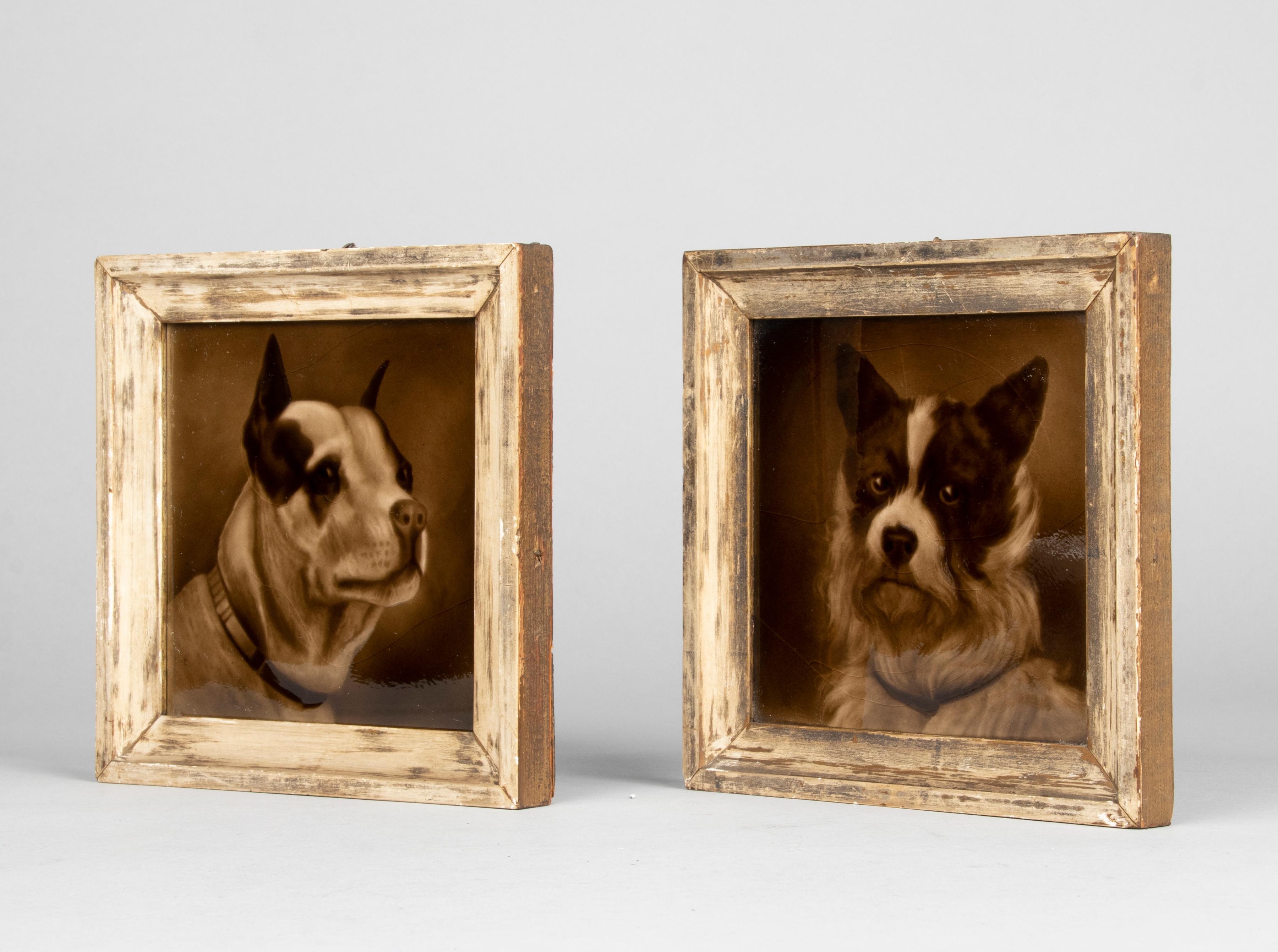 Pair of 19th Century Sherwin's Framed Tiles with Dog Portraits For Sale 5