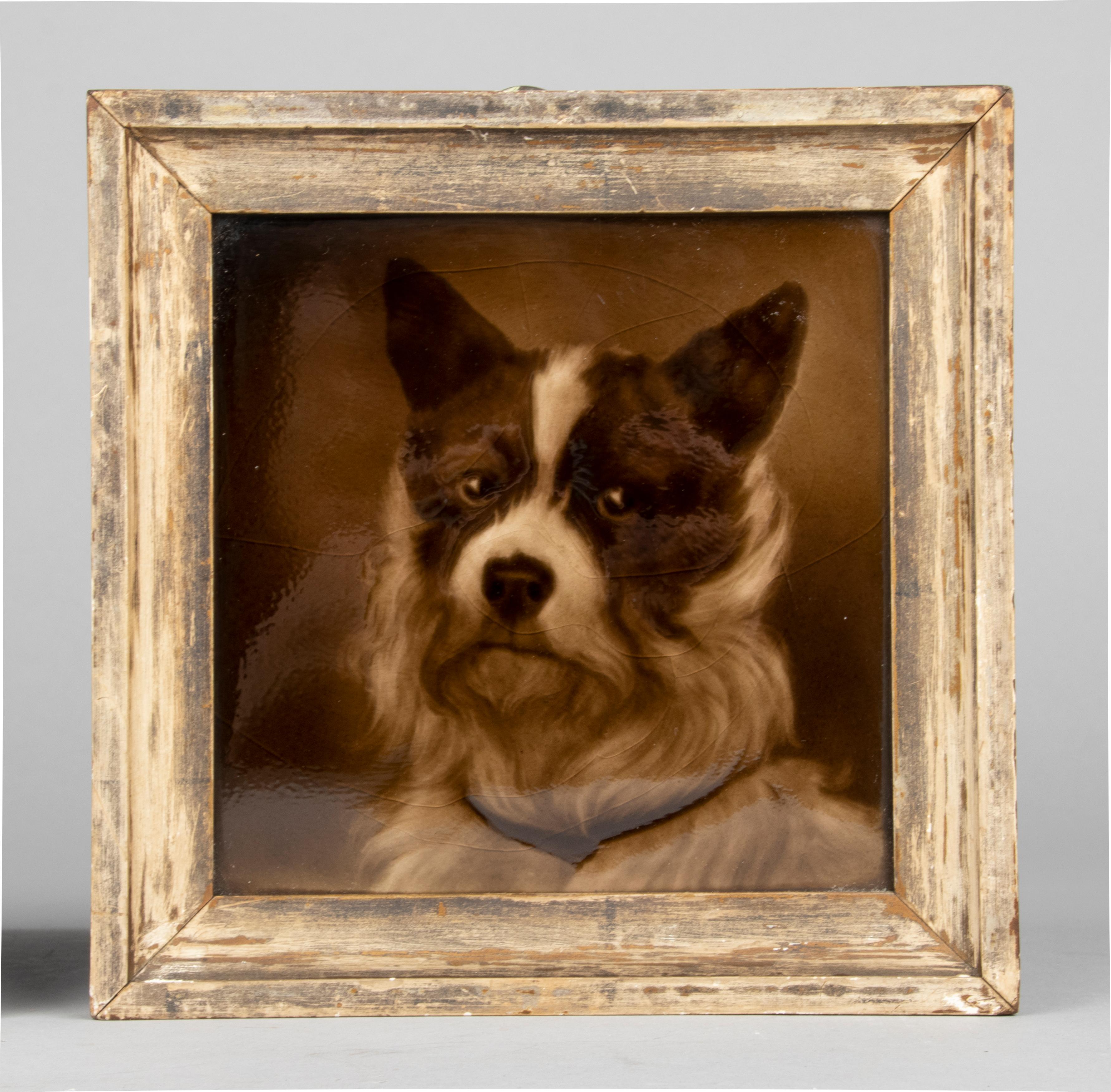 Pair of 19th Century Sherwin's Framed Tiles with Dog Portraits For Sale 1