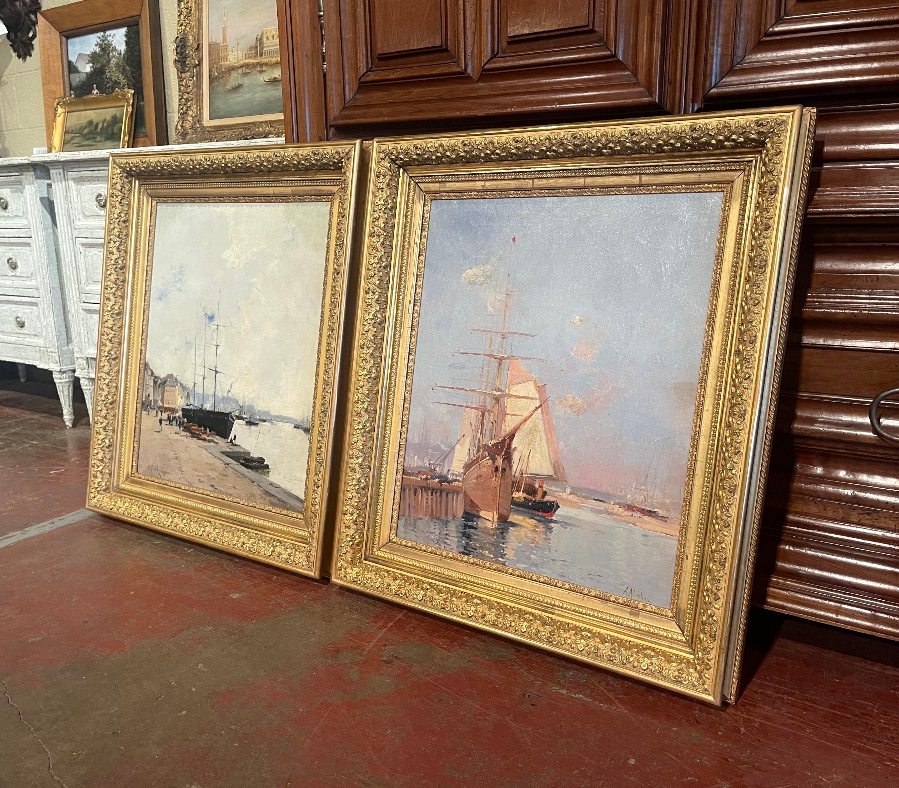 Pair of 19th Century Ship Oil Paintings Signed A. Michel for E. Galien-Laloue 5