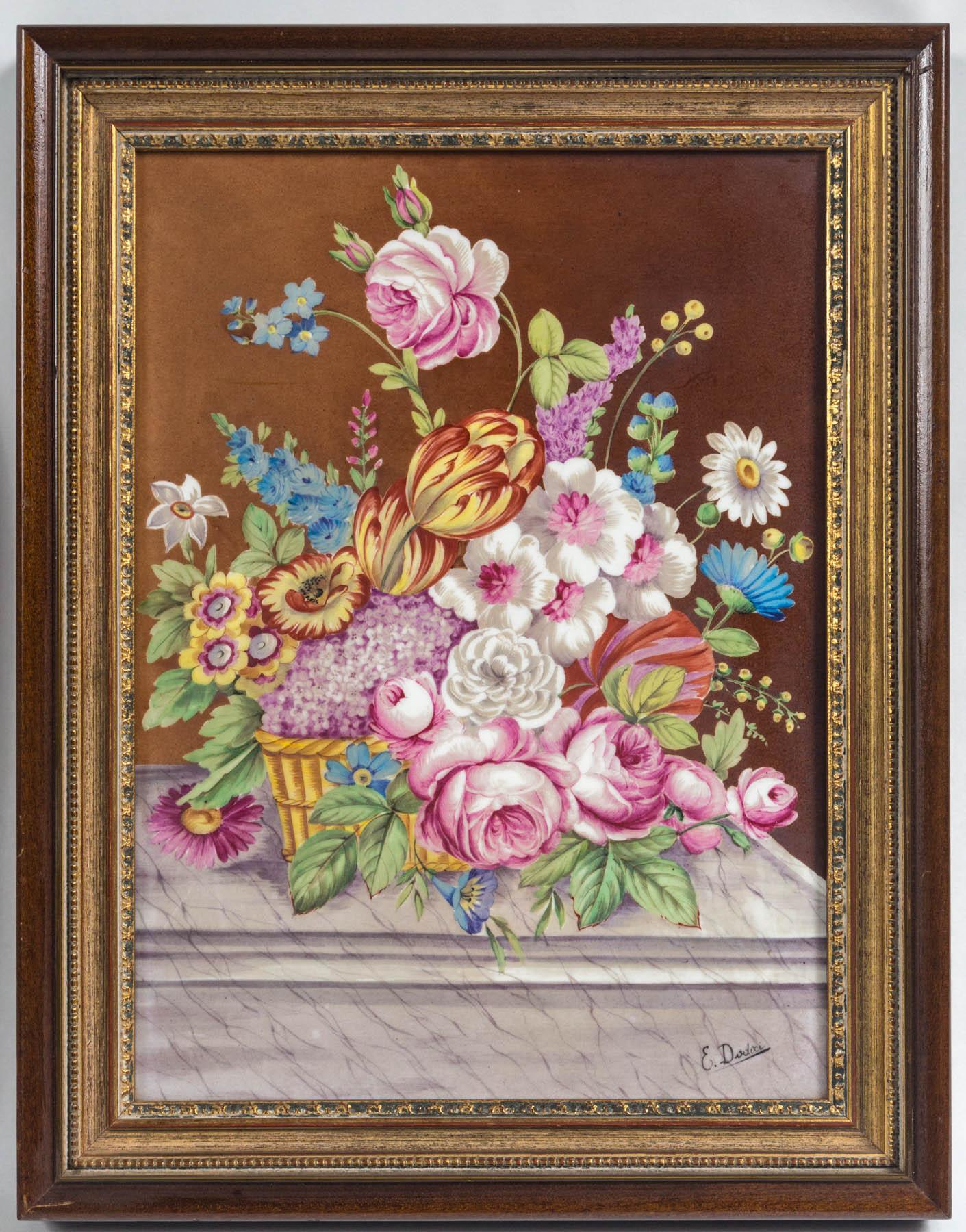 Pair of 19th Century, Signed Floral Still Life Plaques In Good Condition In Woodbury, CT