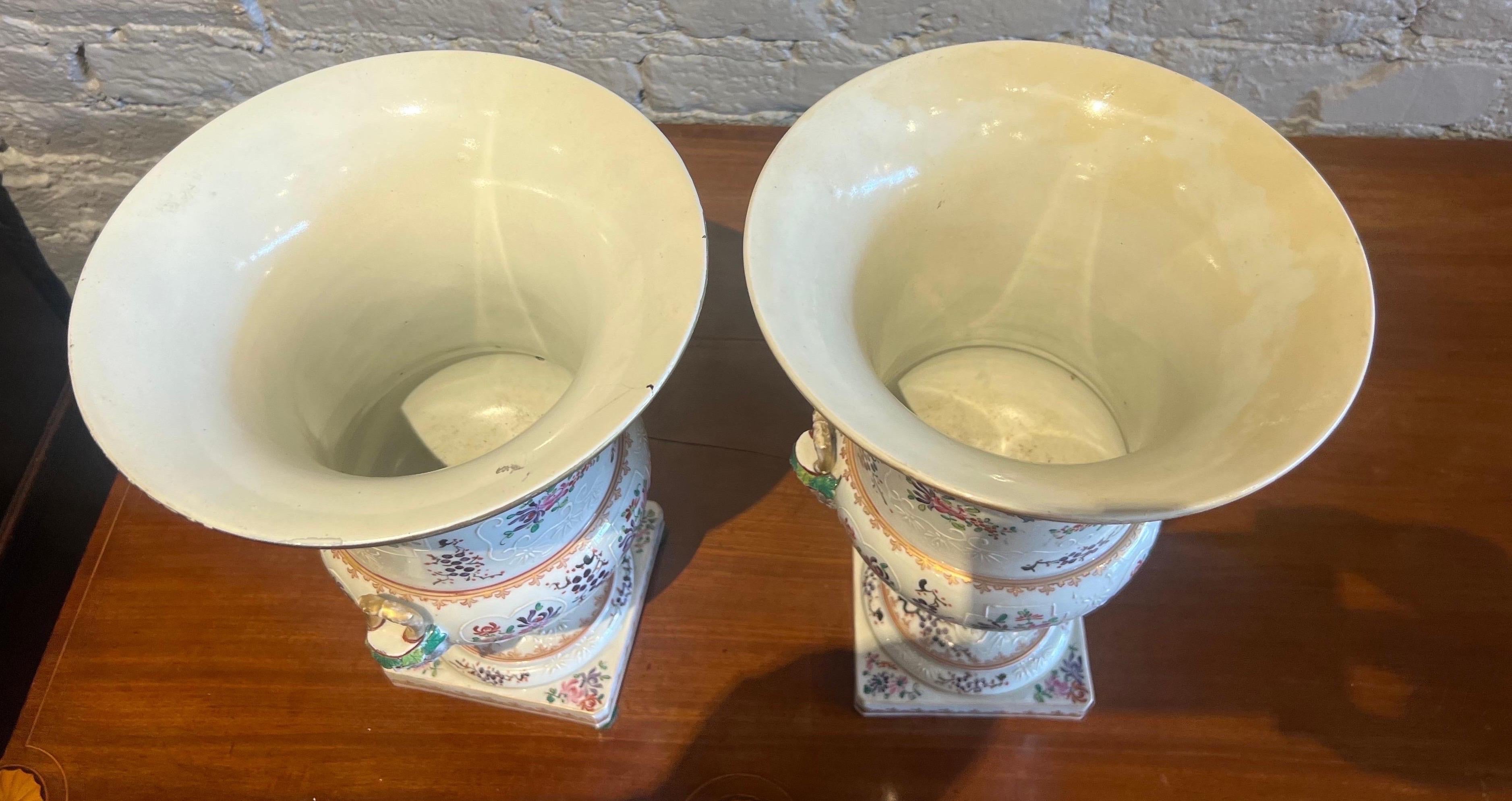 Pair of 19th Century Signed French Urns by Samson For Sale 1
