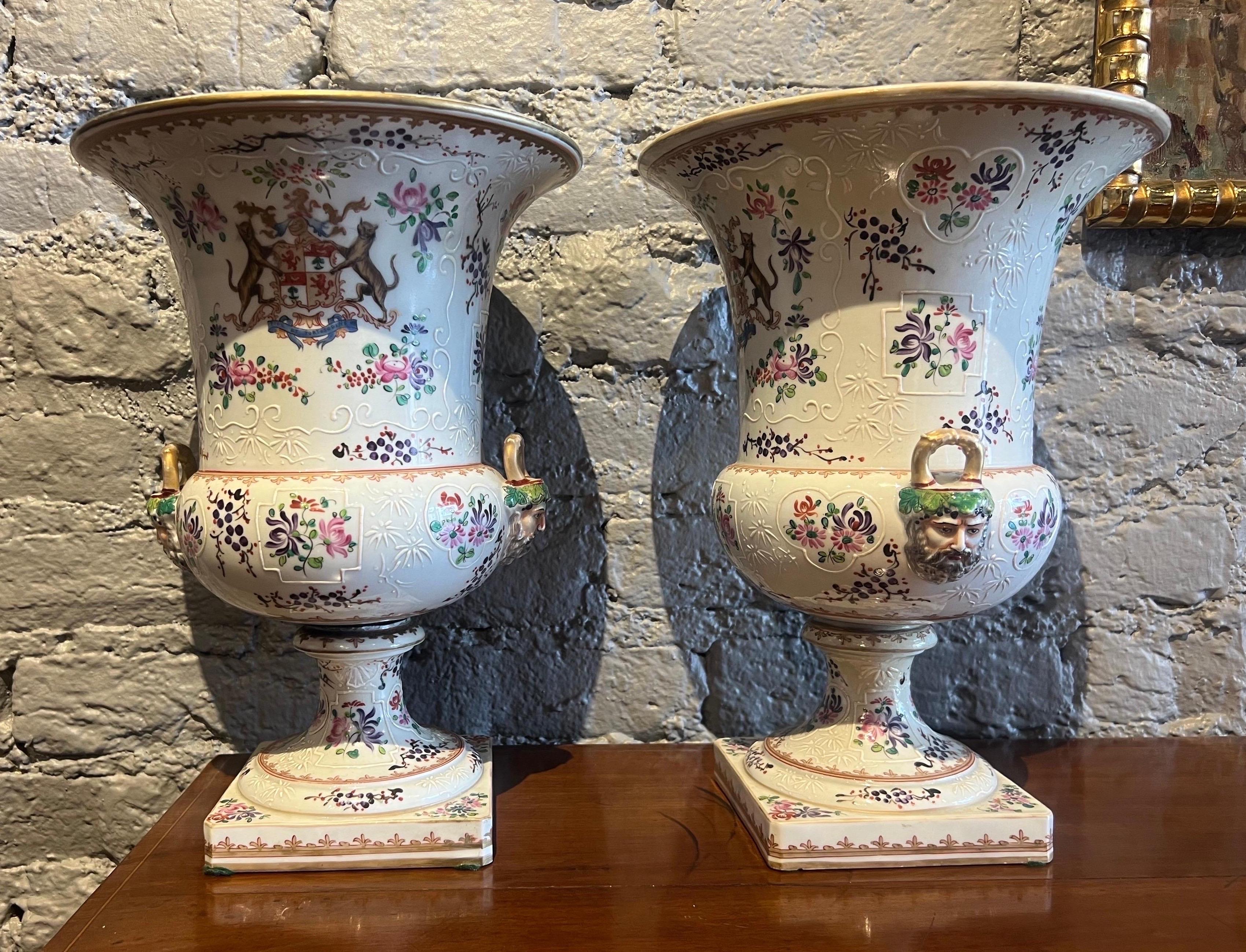 Pair of 19th Century Signed French Urns by Samson For Sale 3