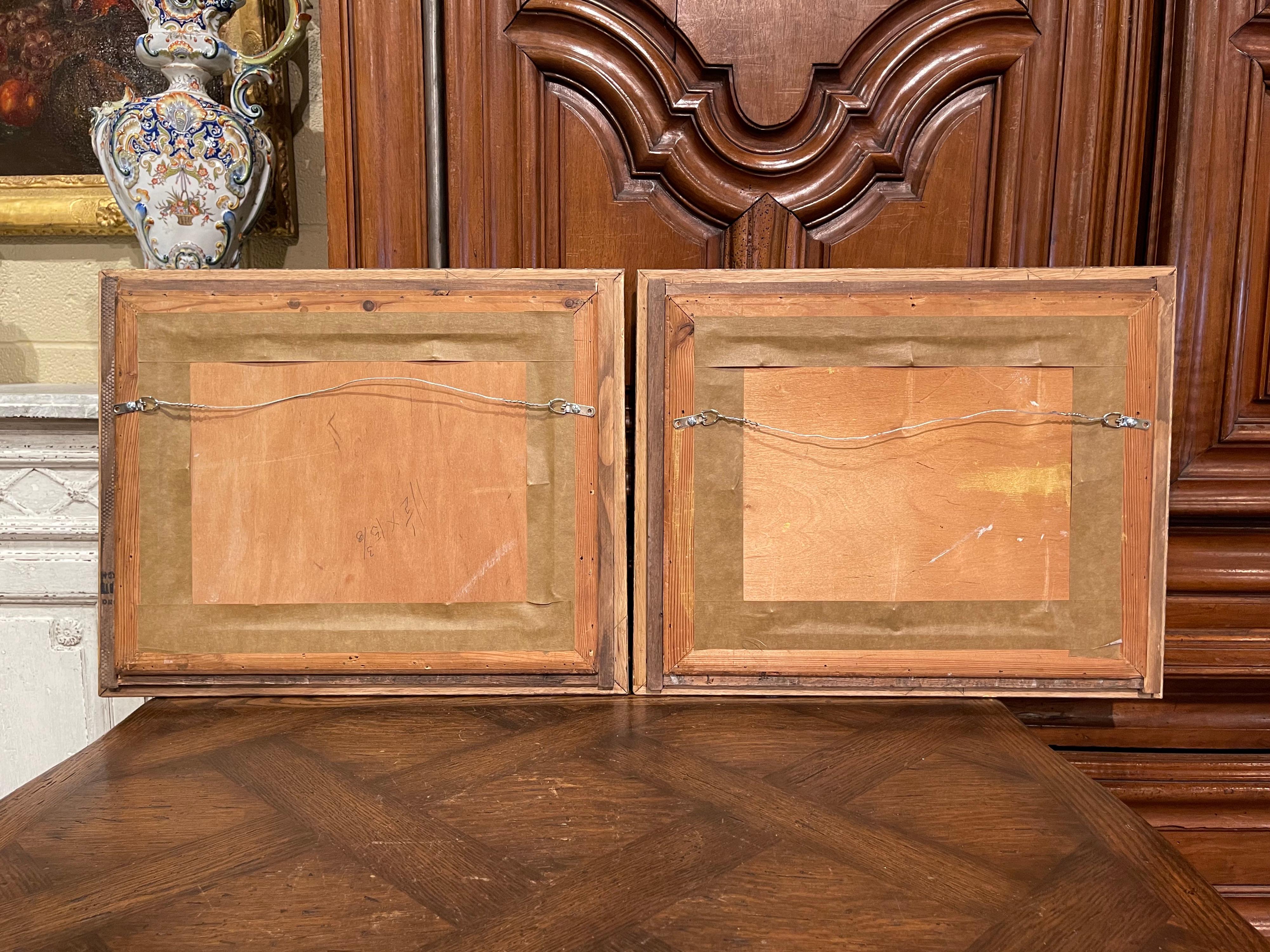 Pair of 19th Century Signed Pastoral Paintings on Board in Oak and Gilt Frames For Sale 8