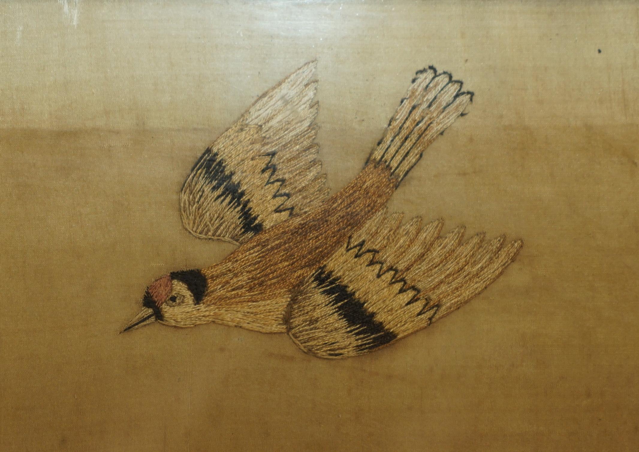 Paar handgewebte Wandteppiche aus Seide des 19. Jahrhunderts mit Bildern von Vögeln in Früchten im Angebot 4