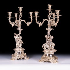 Paar silberne Kandelaber-Kandelaber des 19. Jahrhunderts B Hunt & Roskill Ende Storr & Mortimer