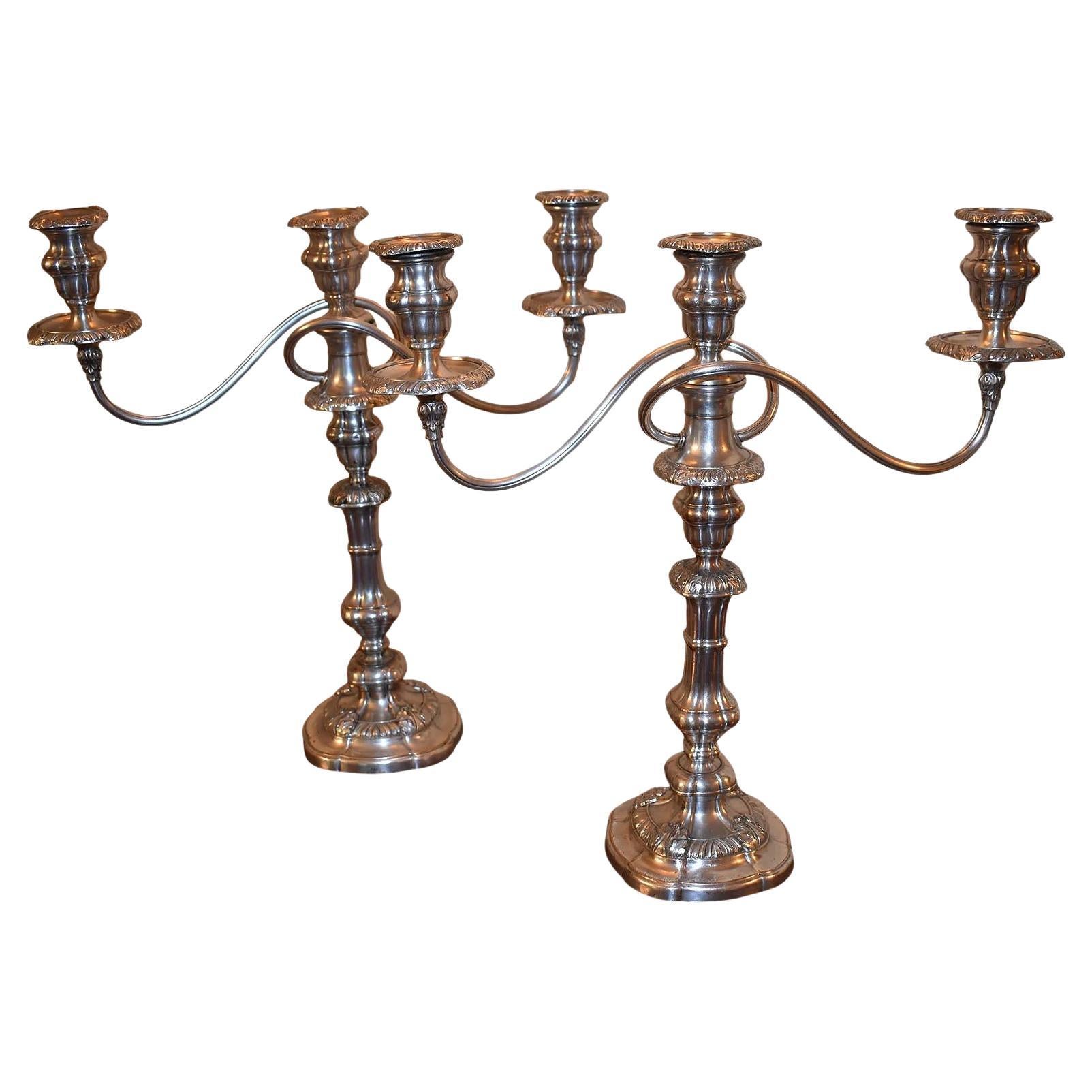 Paar englische Regency-Sheffield-Kandelaber aus Silber des 19. im Angebot