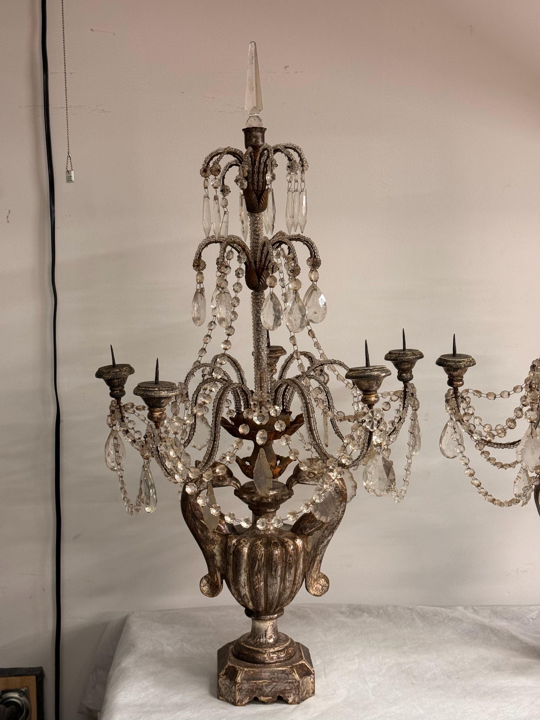 Italian Pair of 19th Century Silver Gilt Candelabras For Sale