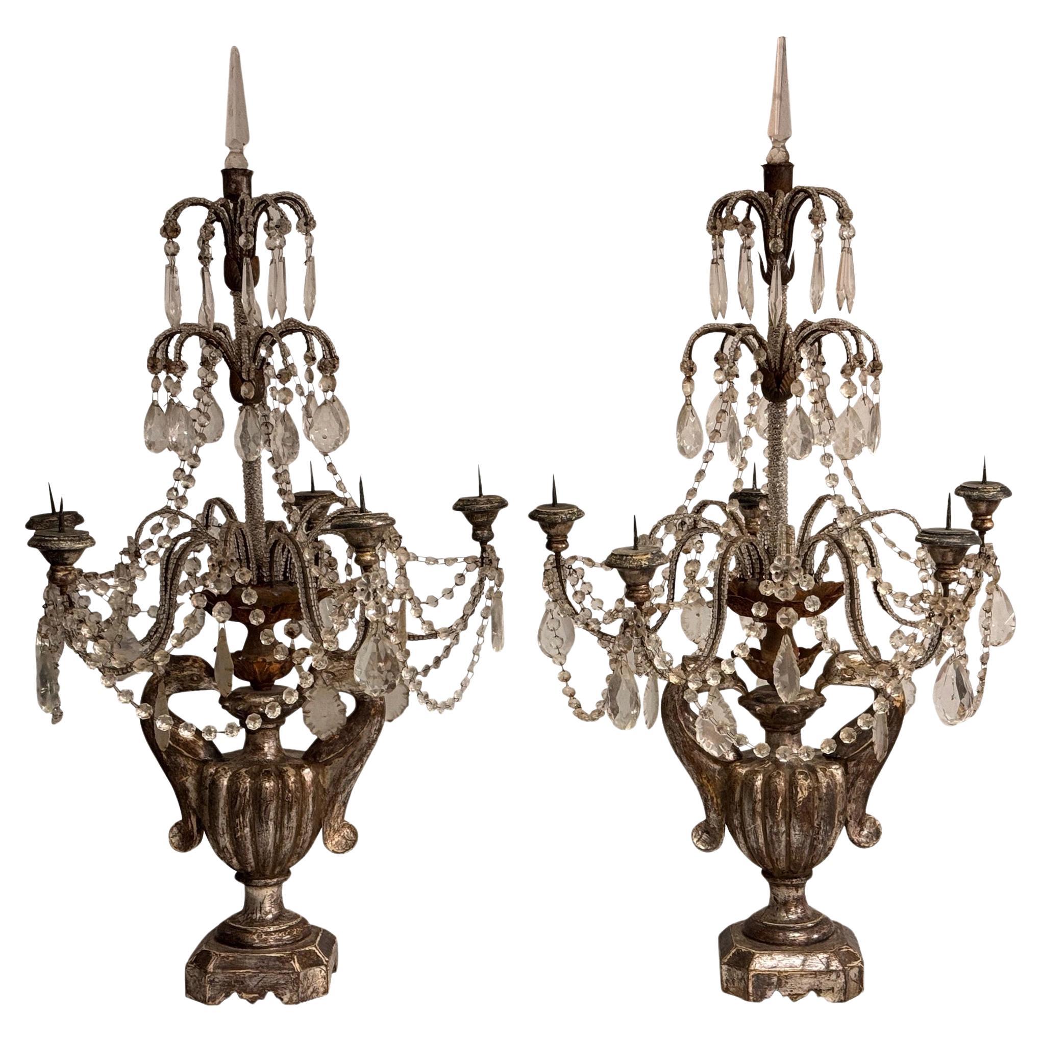 Pair of 19th Century Silver Gilt Candelabras For Sale