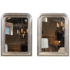 Pair of 19th Century Silver Gilt Louis-Philippe Mirrors with X-Shaped Motifs