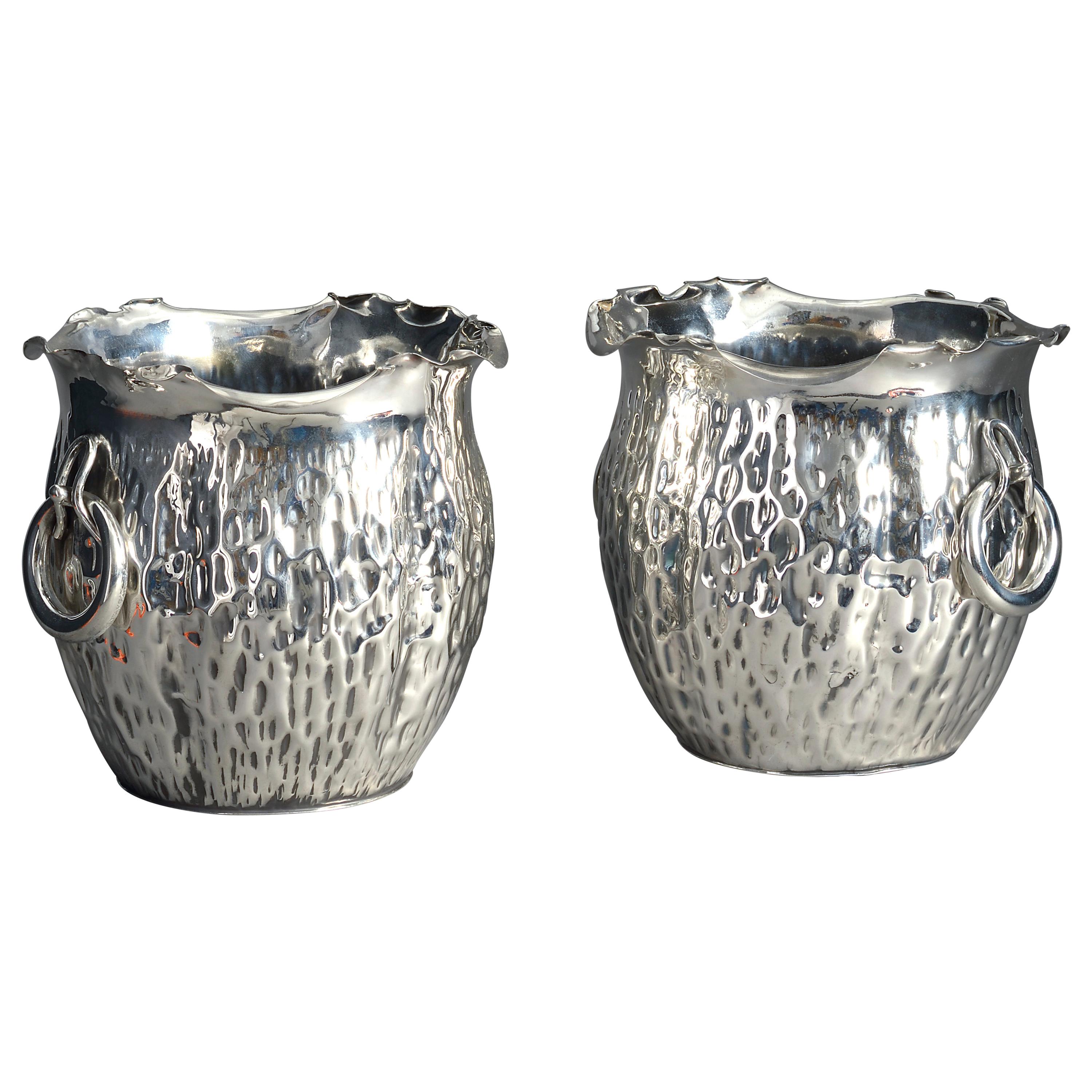 Pair of 19th Century Silver Planters or Coolers by Hukin & Heath For Sale