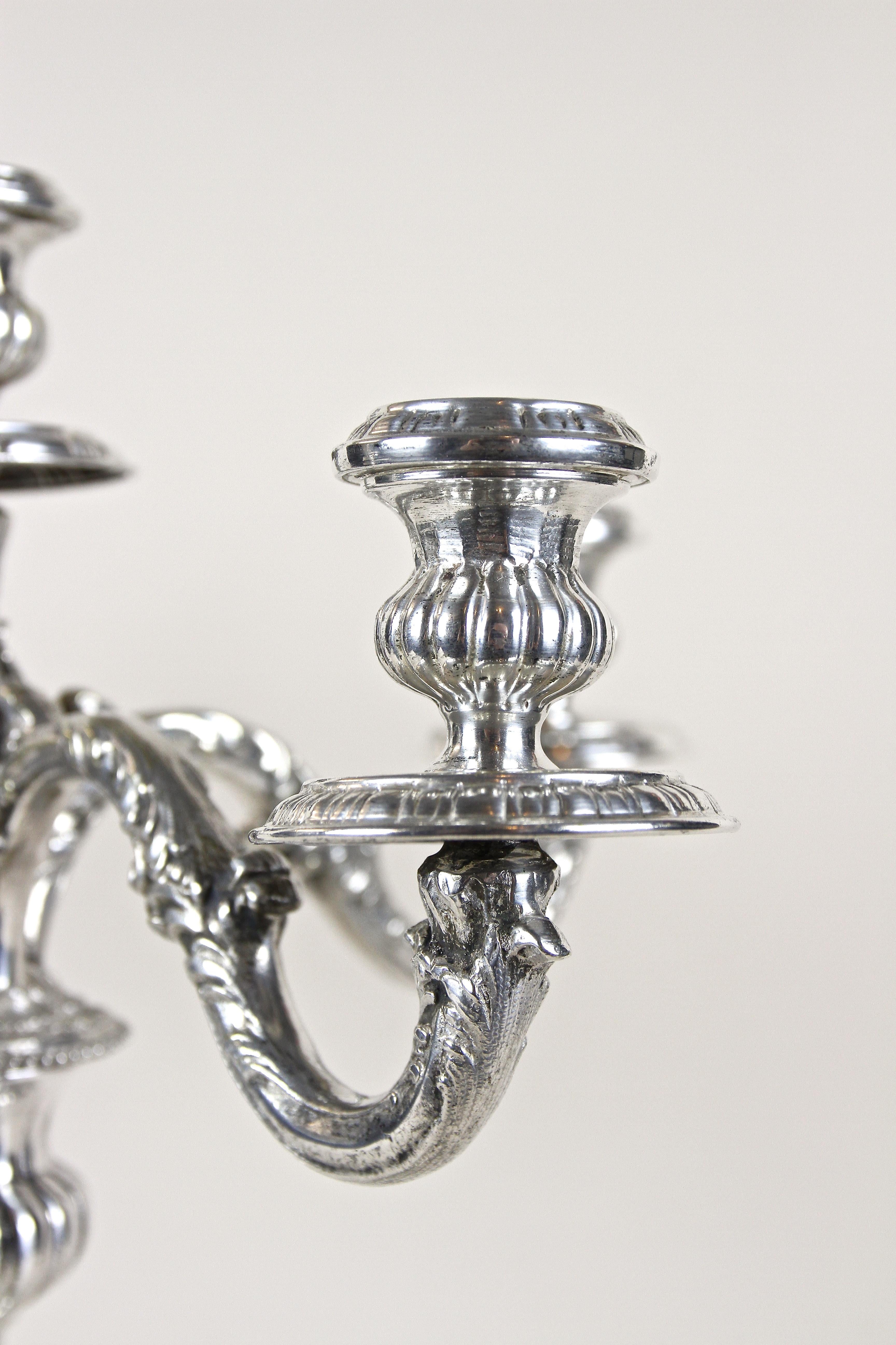 Pair of 19th Century Silvered Candelabras 5-Armed, Austria, circa 1860 3