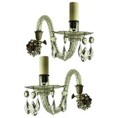 Pair of 19th Century Single-Arm Cut Glass Sconces