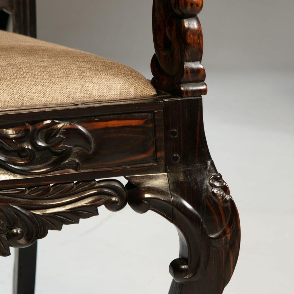 Pair of 19th Century Sinhalese Calamander Wood Armchairs In Excellent Condition For Sale In London, by appointment only