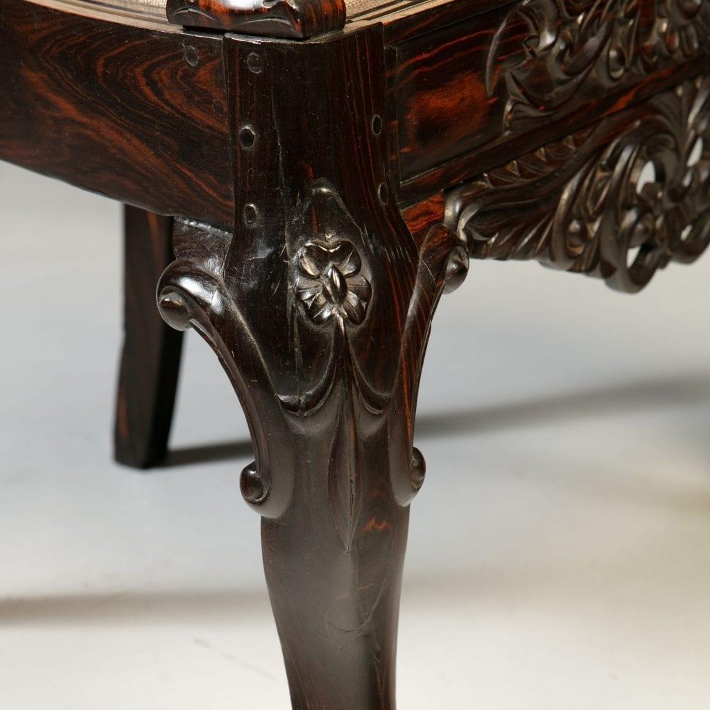 Pair of 19th Century Sinhalese Calamander Wood Armchairs For Sale 3
