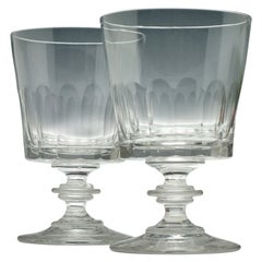 Used Pair of 19th Century Slice Cut Bucket Bowl Glass Rummers, circa 1820