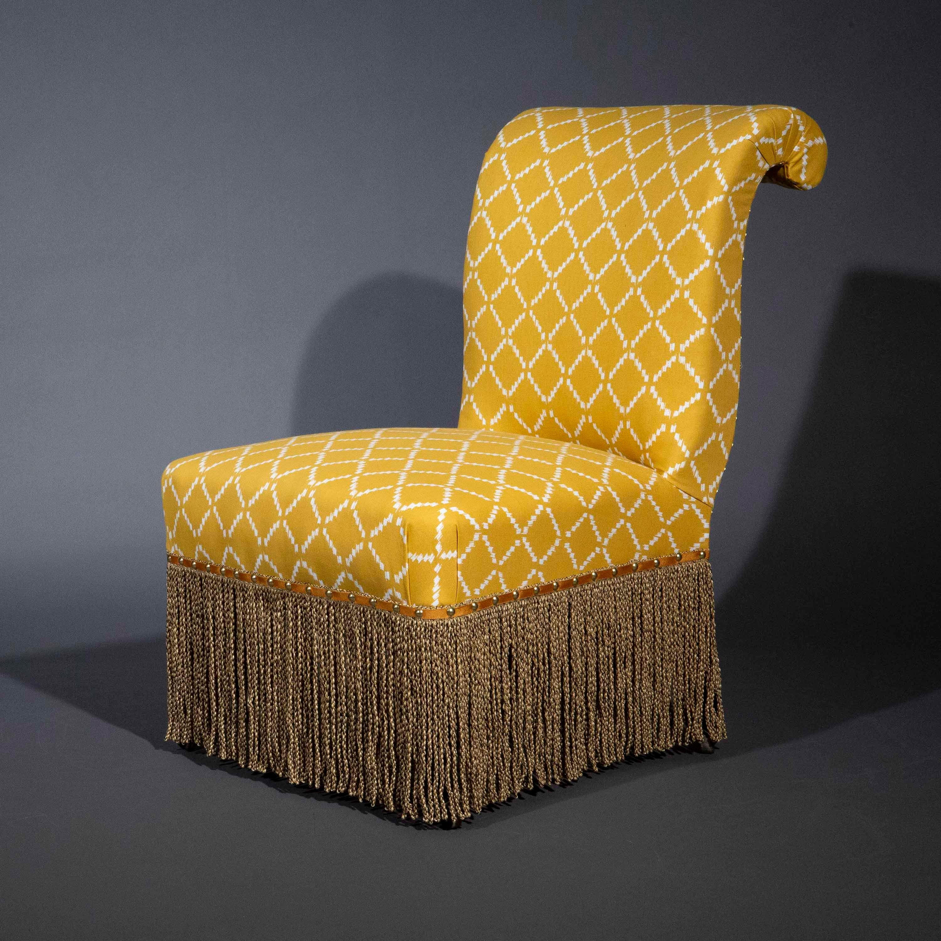 Upholstery Pair of 19th Century Slipper Chairs