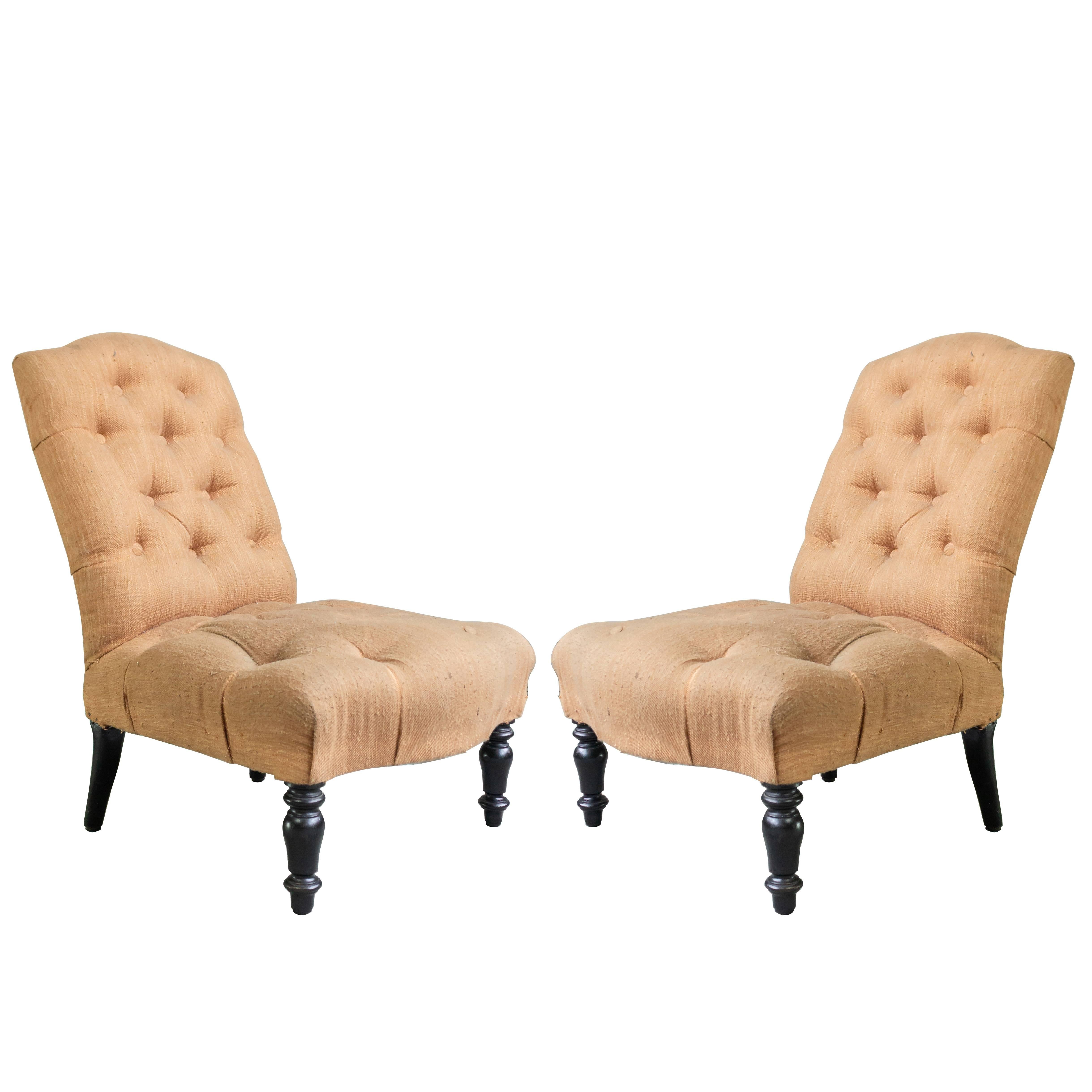 Pair of 19th Century Slipper Chairs