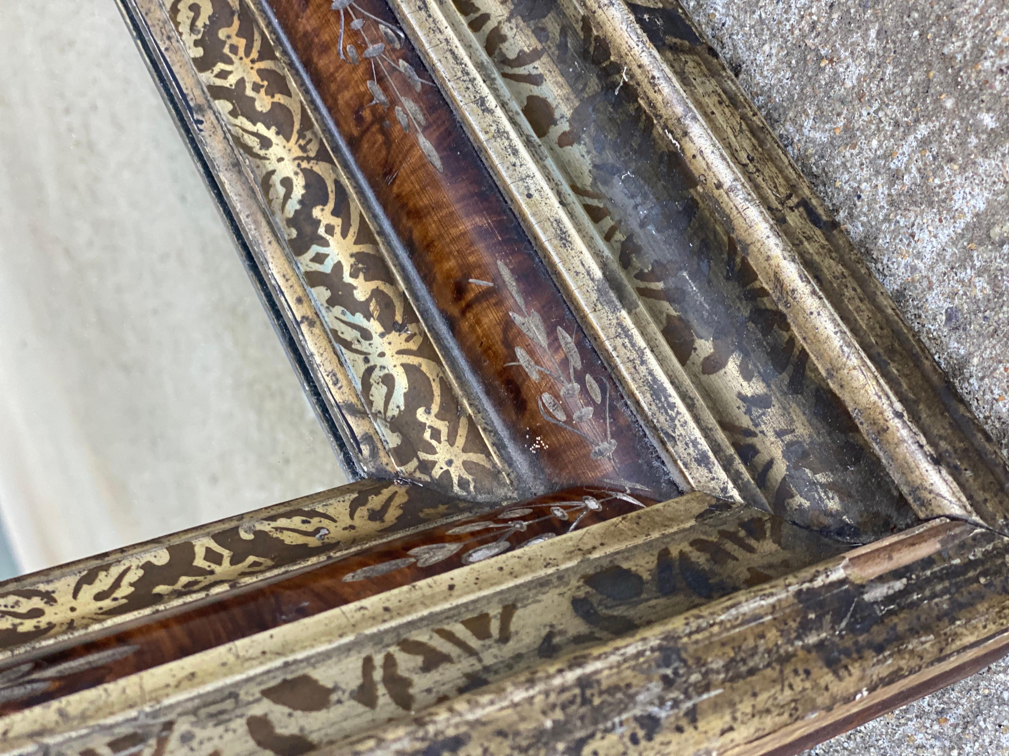 Pair of 19th Century Small Silver-Gilt & Faux Tortoise Shell Patterned Mirrors For Sale 6