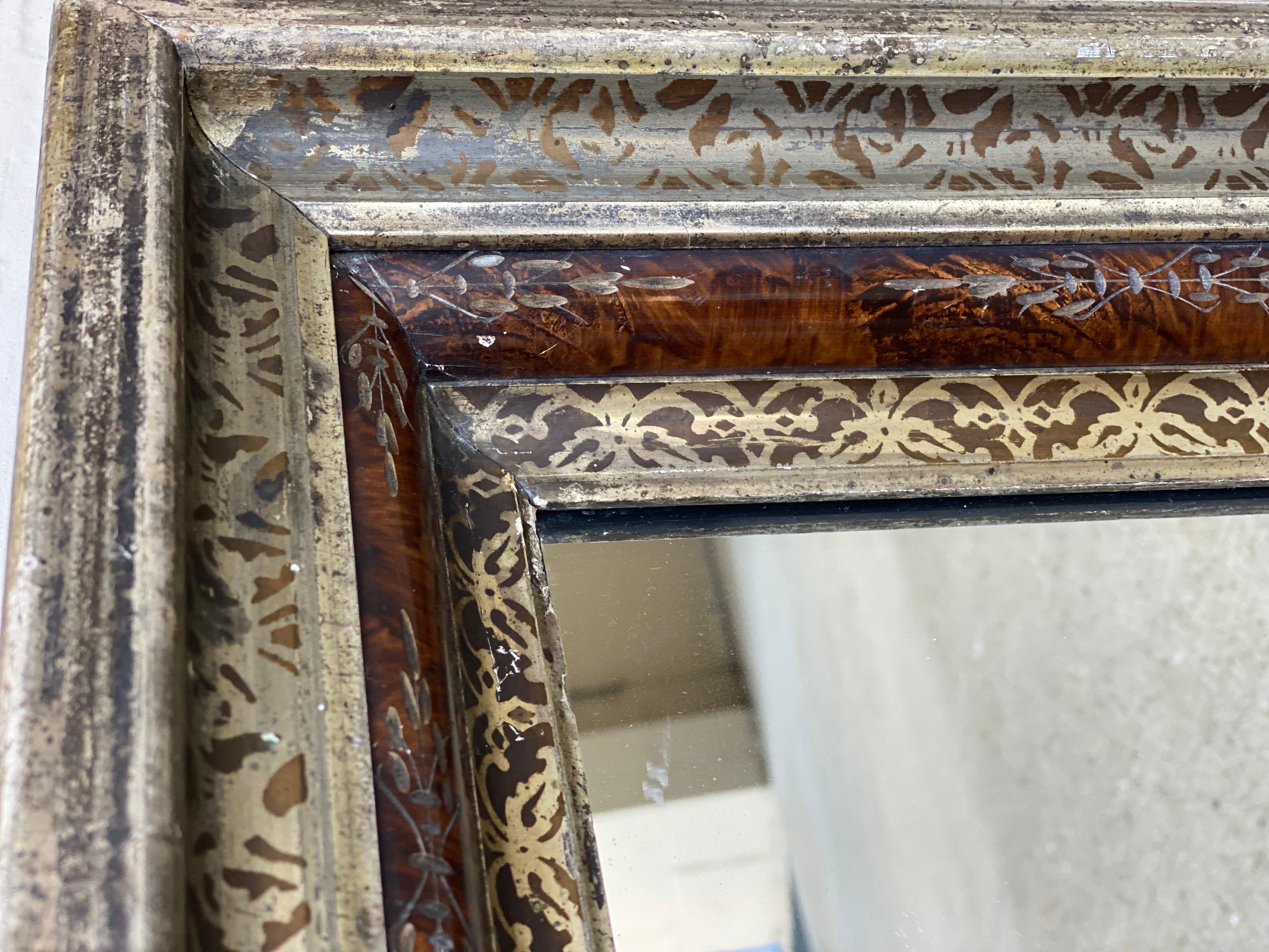 Unknown Pair of 19th Century Small Silver-Gilt & Faux Tortoise Shell Patterned Mirrors For Sale