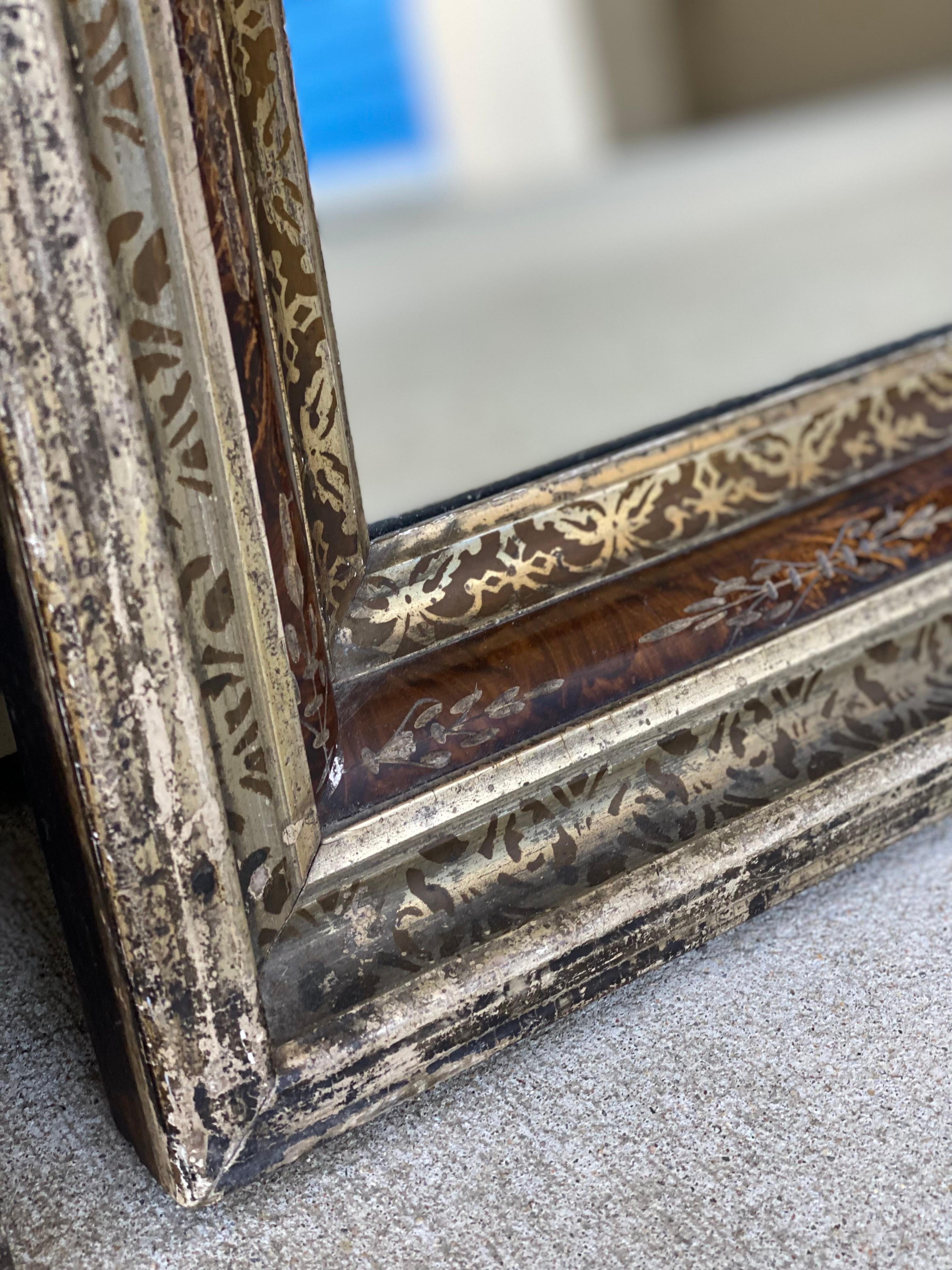 Pair of 19th Century Small Silver-Gilt & Faux Tortoise Shell Patterned Mirrors For Sale 2
