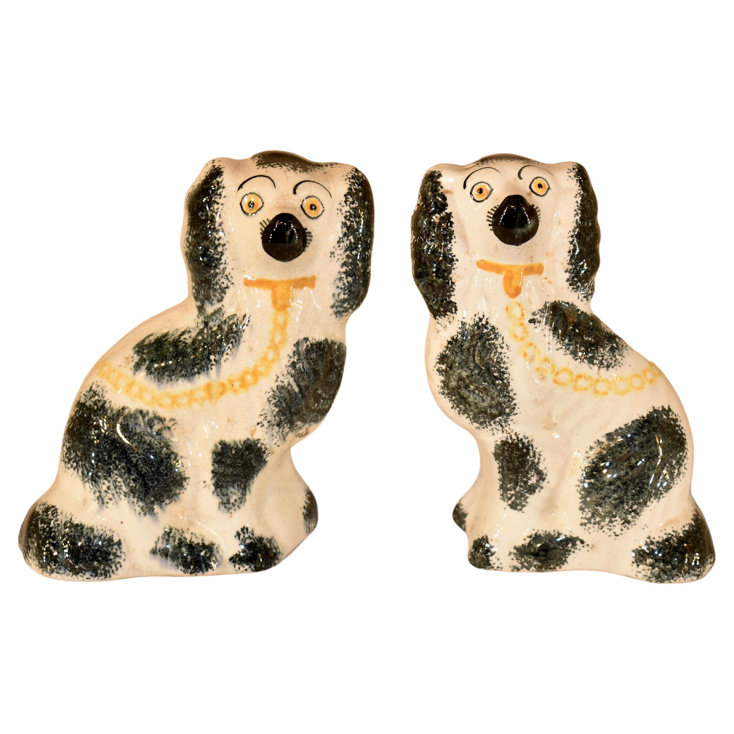 Pair of 19th Century Small Staffordshire Spaniels For Sale