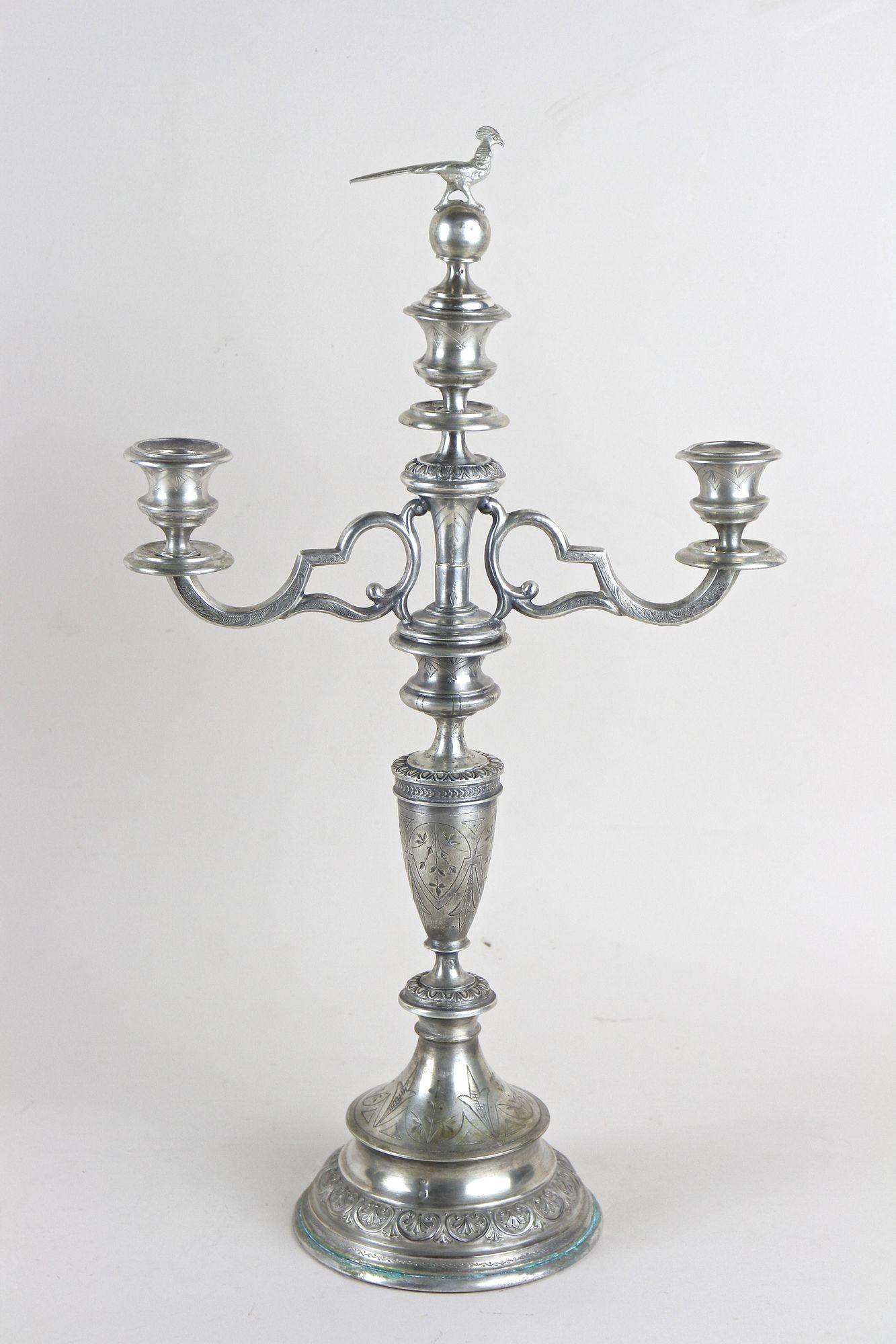 Paire de chandeliers en argent massif du XIXe siècle, Autriche vers 1860 en vente 5