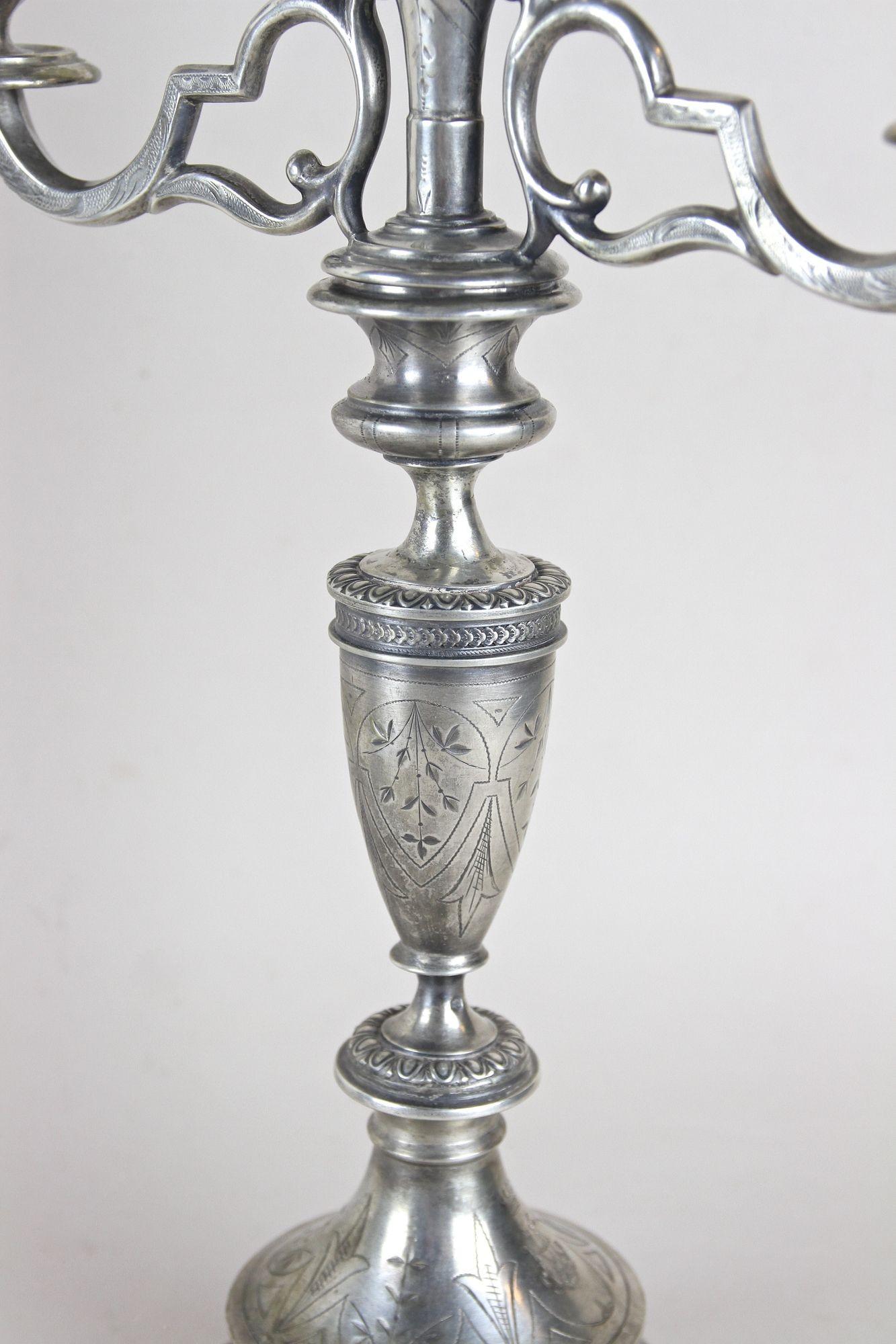 Pair Of 19th Century Solid Silver Candelabras, Austria circa 1860 For Sale 7