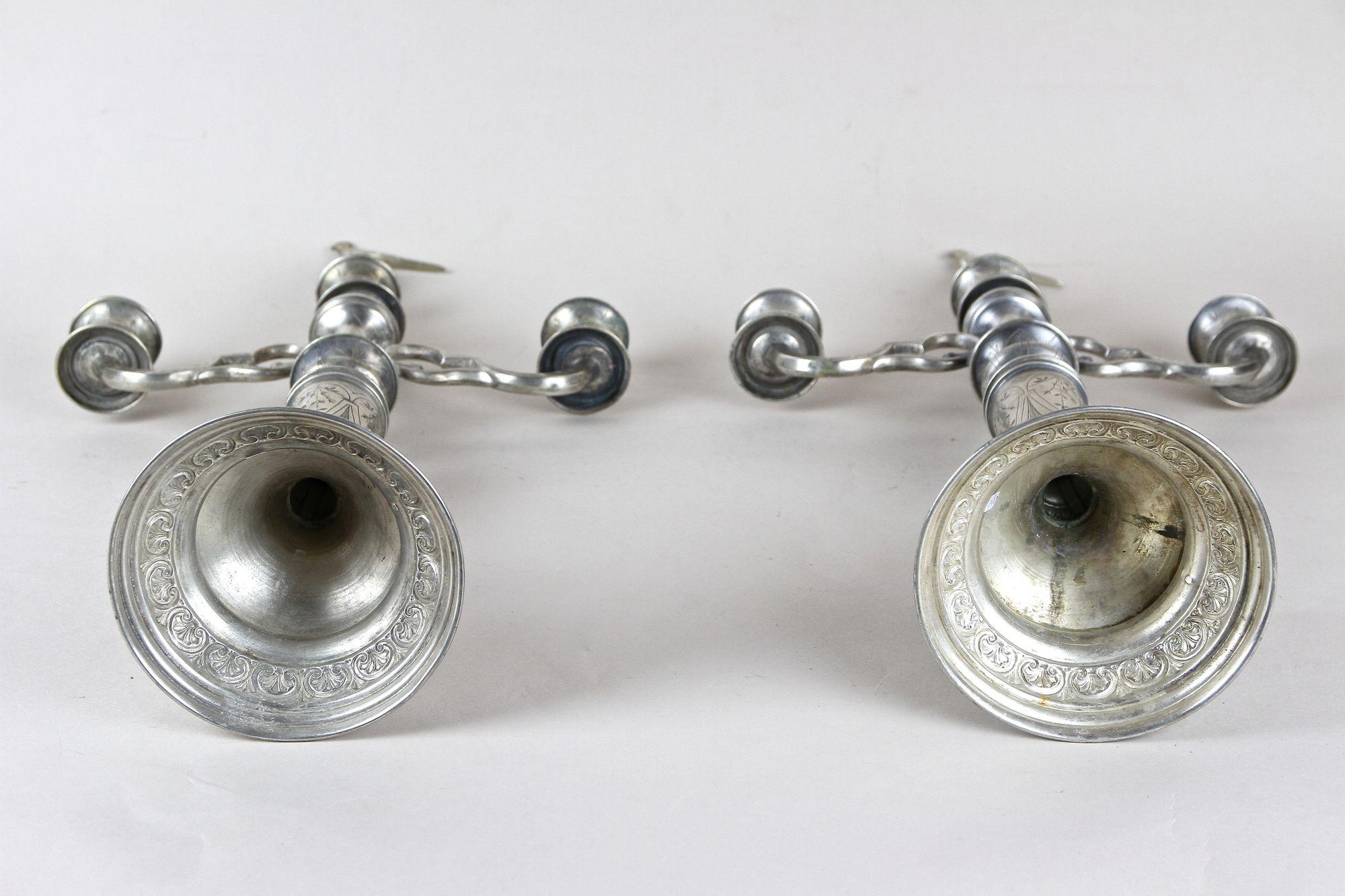 Paire de chandeliers en argent massif du XIXe siècle, Autriche vers 1860 en vente 8