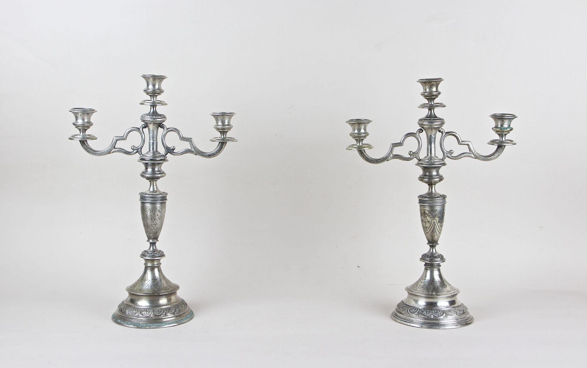 Pair Of 19th Century Solid Silver Candelabras, Austria circa 1860 For Sale 14