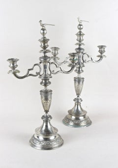 Pair Of 19th Century Solid Silver Candelabras, Austria circa 1860