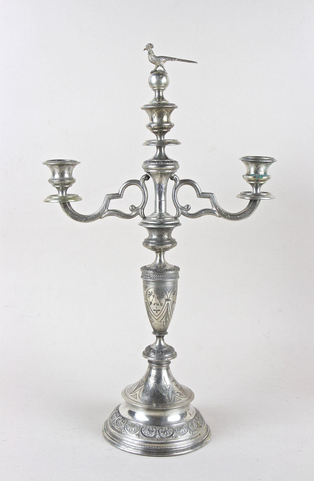 Autrichien Paire de chandeliers en argent massif du XIXe siècle, Autriche vers 1860 en vente