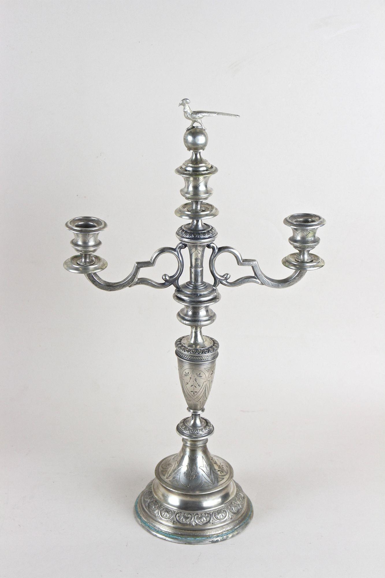 Pair Of 19th Century Solid Silver Candelabras, Austria circa 1860 For Sale 3